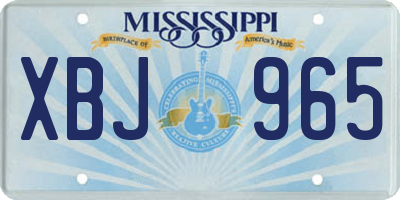 MS license plate XBJ965