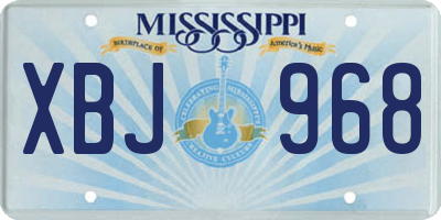 MS license plate XBJ968