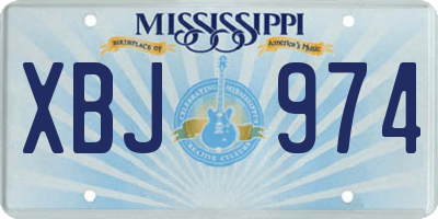 MS license plate XBJ974