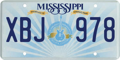 MS license plate XBJ978