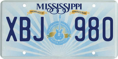 MS license plate XBJ980