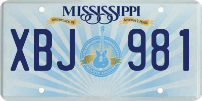 MS license plate XBJ981