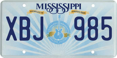MS license plate XBJ985