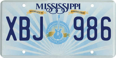 MS license plate XBJ986