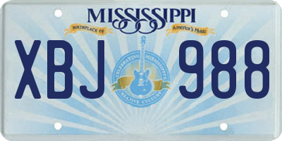 MS license plate XBJ988