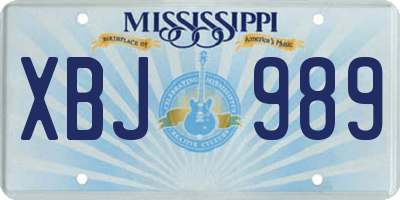 MS license plate XBJ989