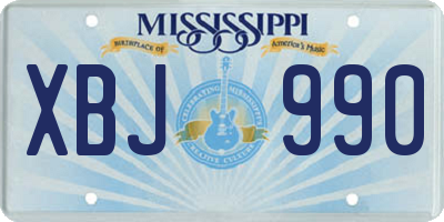 MS license plate XBJ990