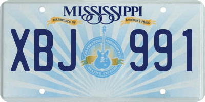 MS license plate XBJ991