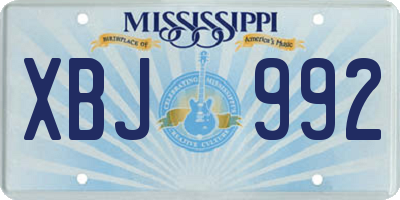 MS license plate XBJ992