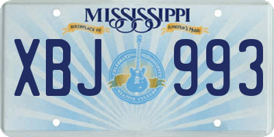 MS license plate XBJ993
