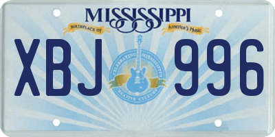 MS license plate XBJ996