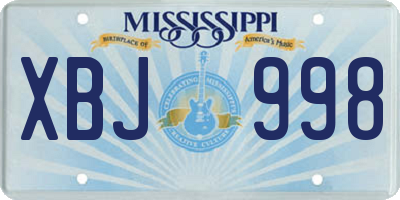 MS license plate XBJ998