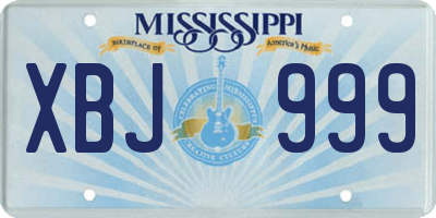MS license plate XBJ999