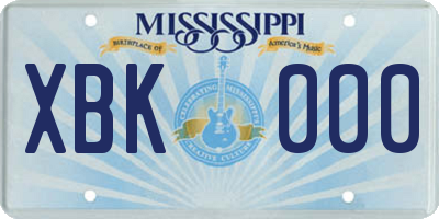 MS license plate XBK000