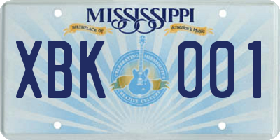 MS license plate XBK001