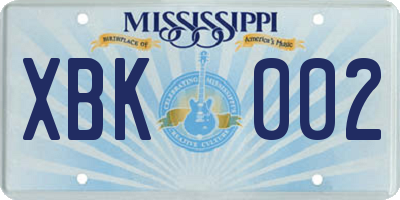 MS license plate XBK002