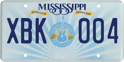 MS license plate XBK004