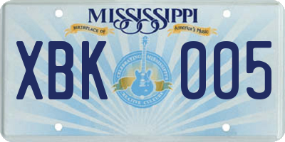 MS license plate XBK005