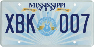 MS license plate XBK007