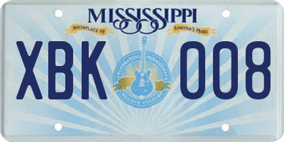 MS license plate XBK008