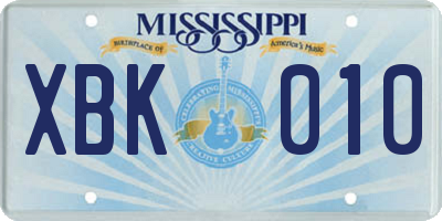 MS license plate XBK010