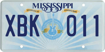 MS license plate XBK011