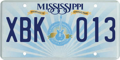MS license plate XBK013