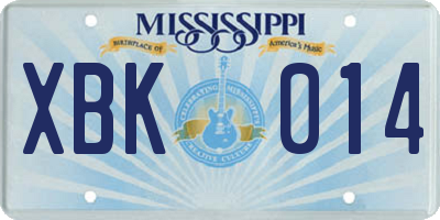 MS license plate XBK014