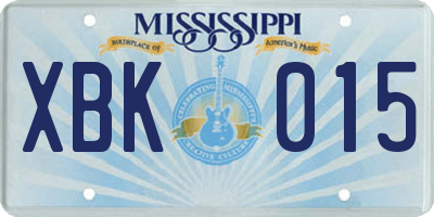MS license plate XBK015