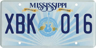 MS license plate XBK016