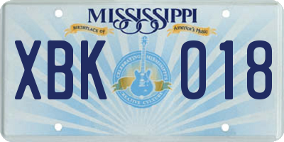 MS license plate XBK018