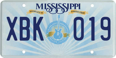 MS license plate XBK019