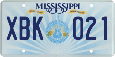 MS license plate XBK021