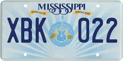 MS license plate XBK022