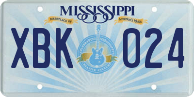 MS license plate XBK024