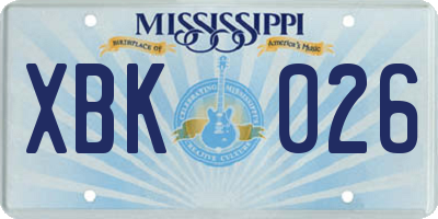 MS license plate XBK026
