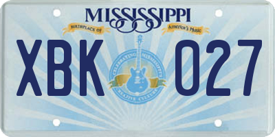 MS license plate XBK027