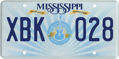 MS license plate XBK028