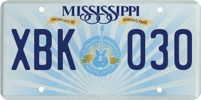 MS license plate XBK030