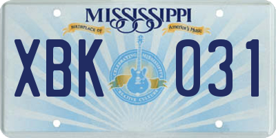 MS license plate XBK031