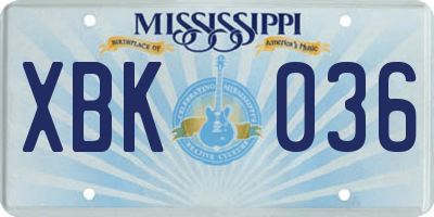 MS license plate XBK036