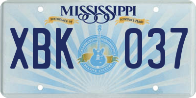 MS license plate XBK037