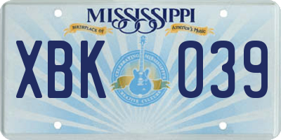 MS license plate XBK039