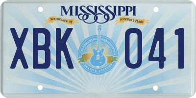 MS license plate XBK041