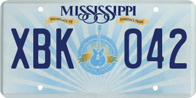MS license plate XBK042