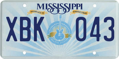 MS license plate XBK043