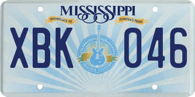 MS license plate XBK046