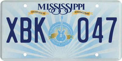 MS license plate XBK047