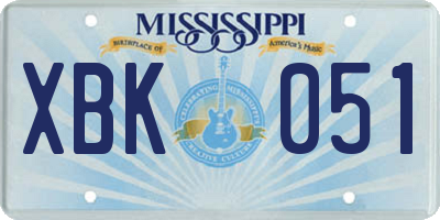 MS license plate XBK051