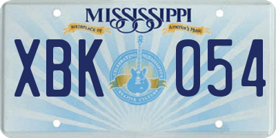 MS license plate XBK054